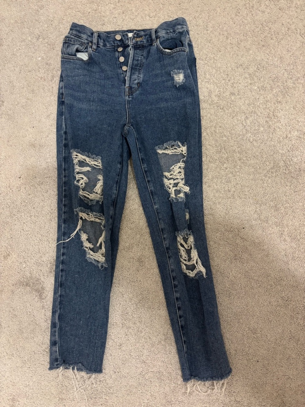 PacSun Women's Distressed Skinny Jeans - Dark Blue